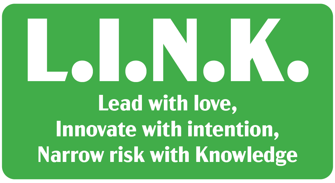 L.I.N.K. Lead with love, Innovate with intention, Narrow risk with Knowledge