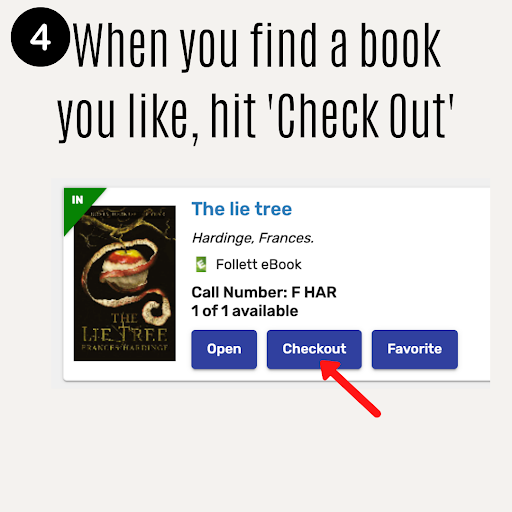Destiny Step 4- When you find a book you like, hit "check out".